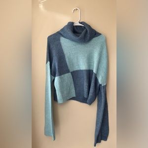 Wild fable, color block, blue sweater, turtleneck